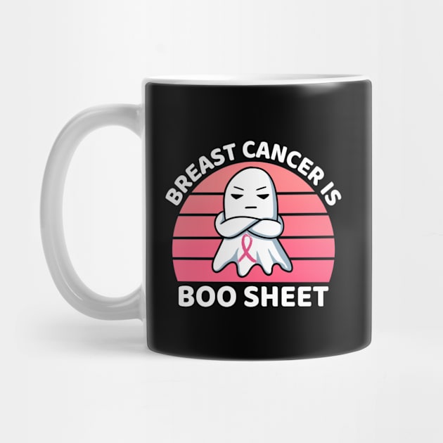 Vintage Sunset Breast Cancer Is Boo Sheet Funny Cute Angry Halloween Ghost Halloween Party by Illustradise